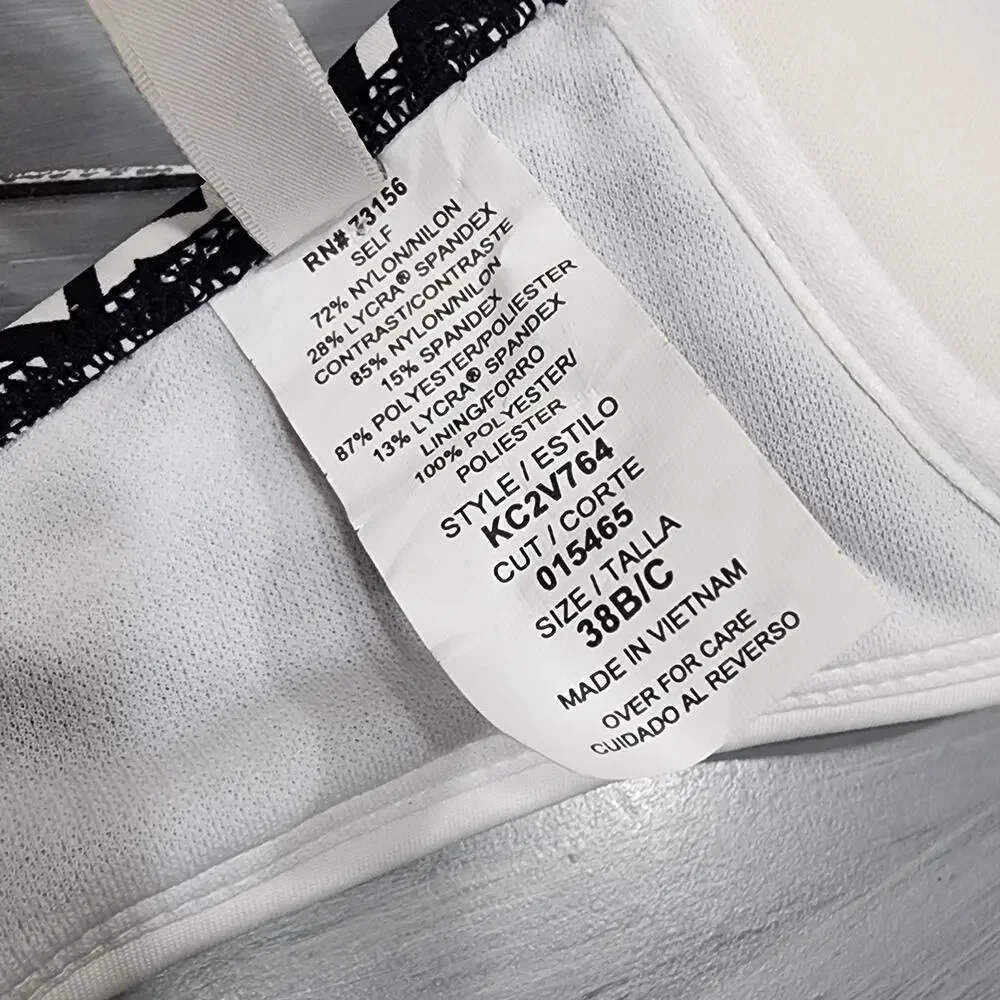 Kenneth Cole New York Bikini Swim Top 38 B/C Black and White Print‎ - Picture 5 of 6
